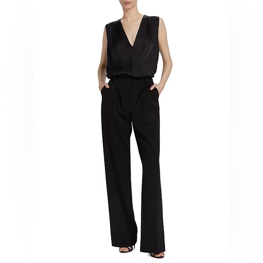 Saks 5th Ave Pleated Wide Leg High Rise Trouser Pants Cotton Size 2 S5A